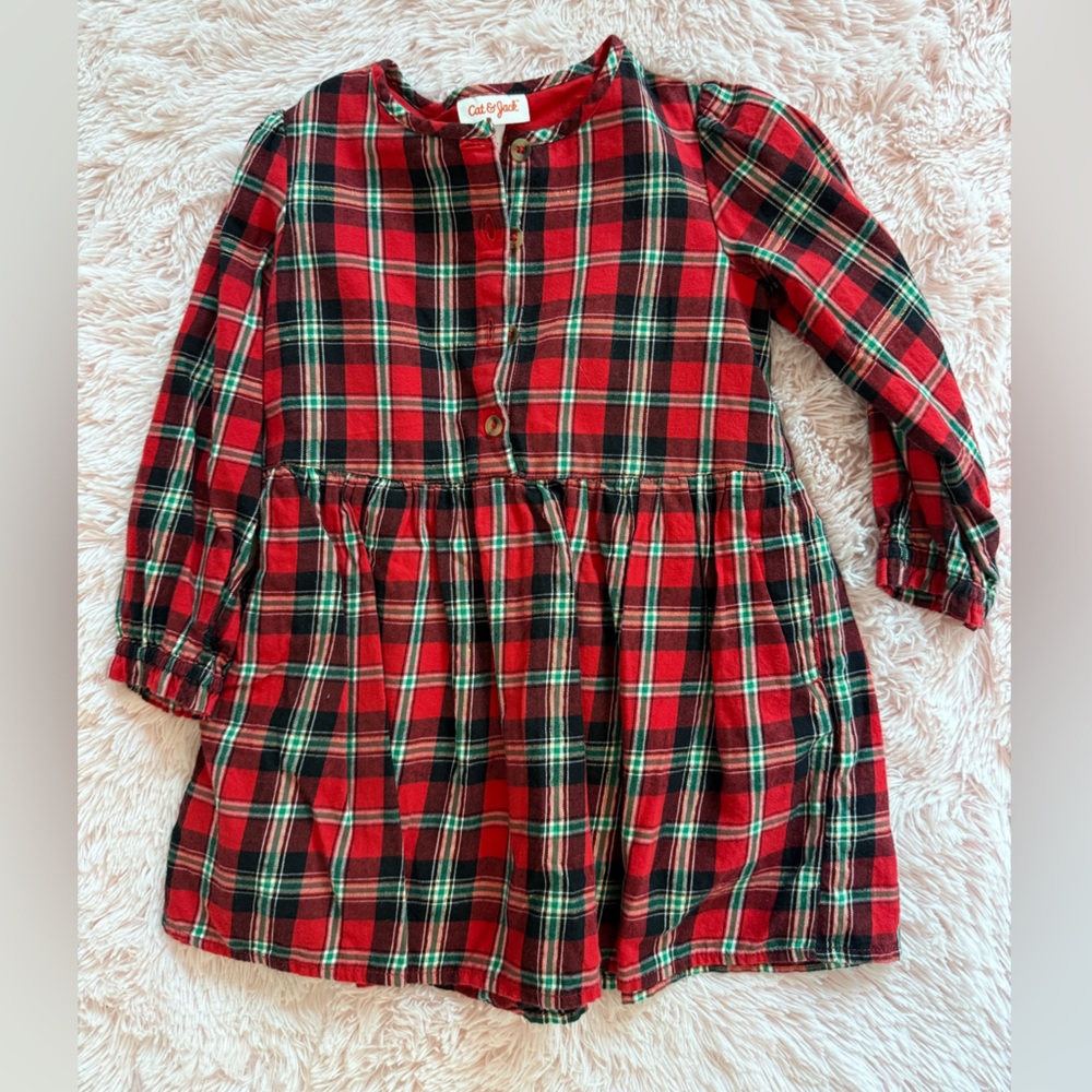 Cat & Jack Red and Black Plaid Dress 4T